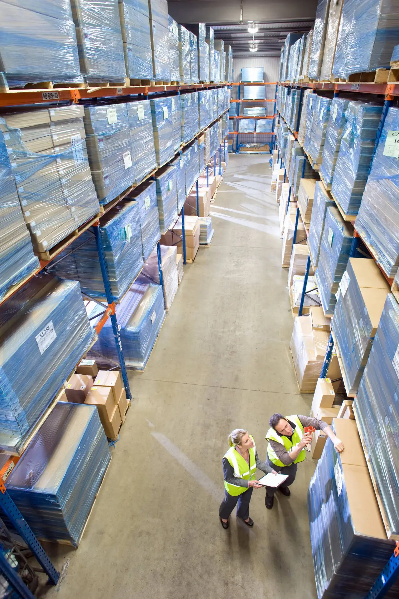Luxus Trading warehouse with stacked product pallets